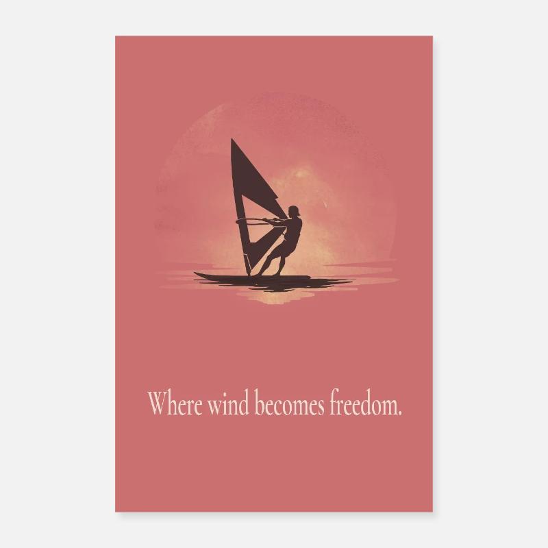 Affiche de planche à voile Là où le vent devient liberté Poster 40 x 60 cm