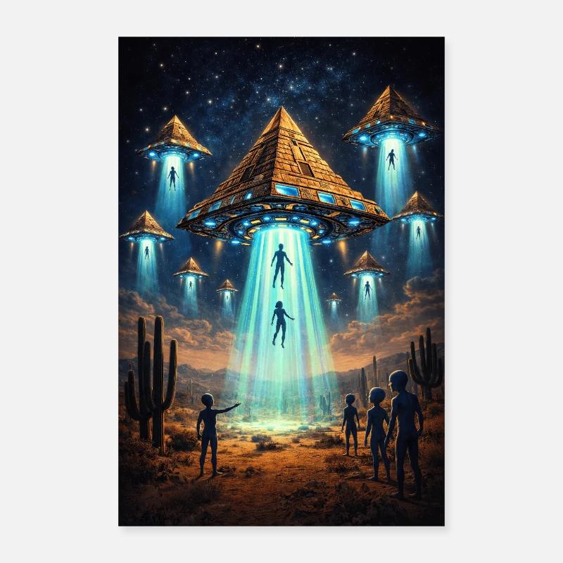 Fusée pyramidale extraterrestre OVNI Poster 40 x 60 cm