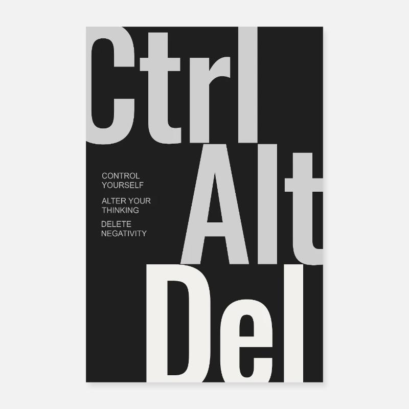 CTRL ALT DEL – Affiche typographique Minimal Design Poster 40 x 60 cm
