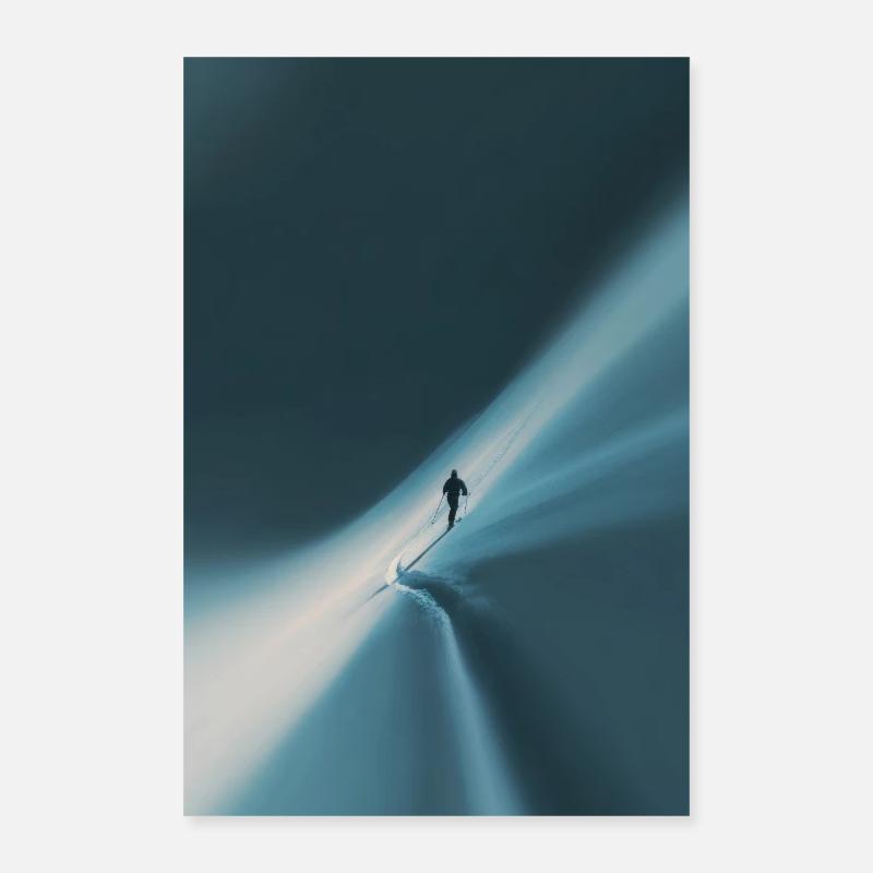 Grimpeur Solitaire sur la crête gelée azur Poster 40 x 60 cm