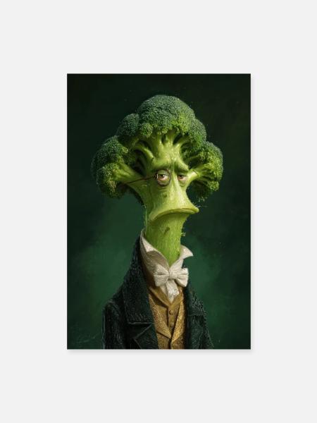 Broccoli Gentleman in Victorian Attire - Poster 16" x 24" (40x60 cm) - white - Front