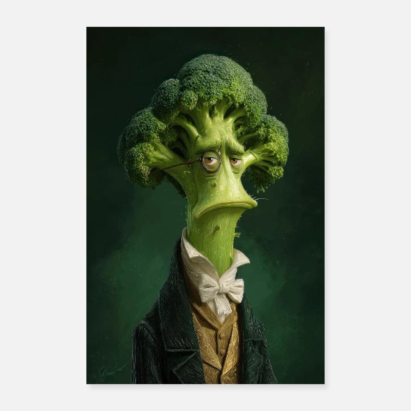 Broccoli Gentleman in Victorian Attire Poster 16" x 24" (40x60 cm)