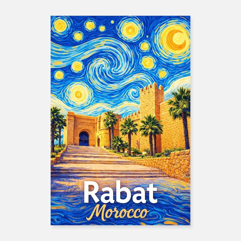 Rabat Morocco Starry Night Poster 40x60 cm