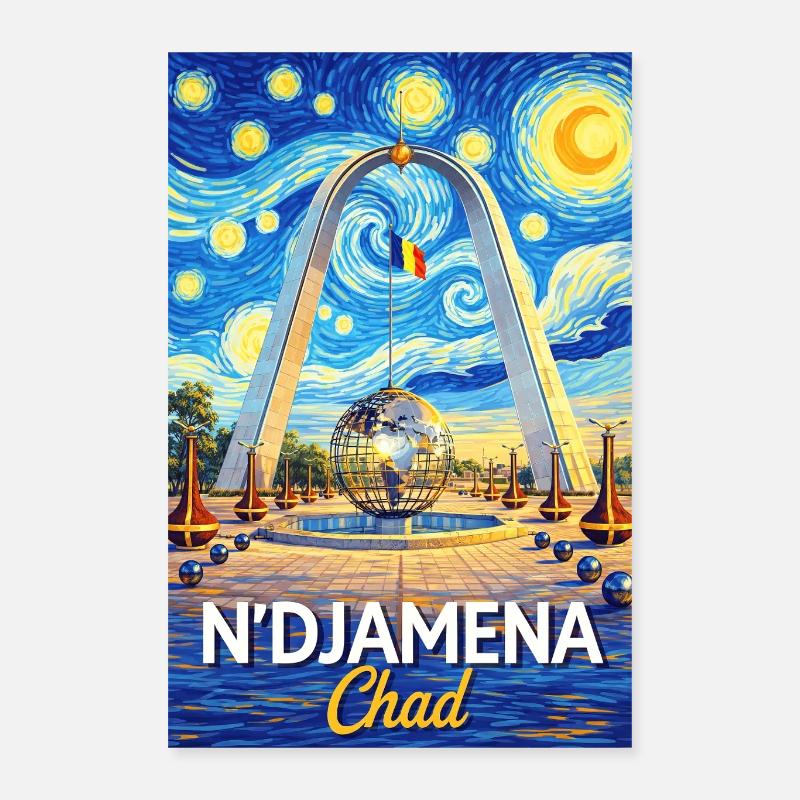 N-Djamena Chad Starry Night Poster 40x60 cm