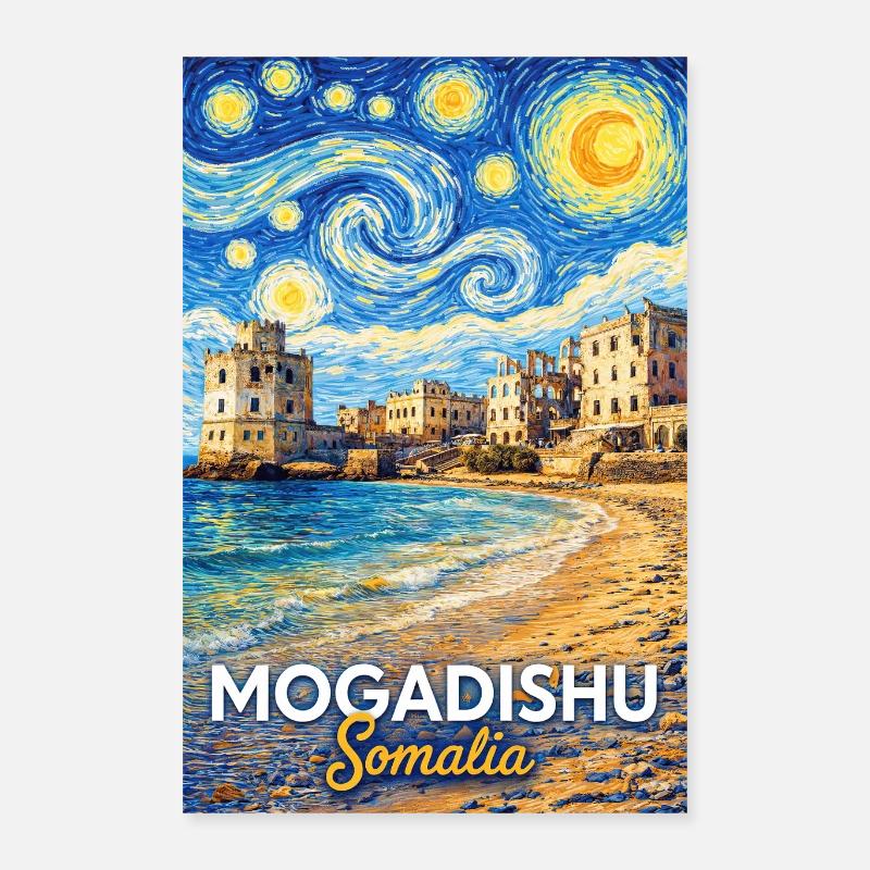 Mogadishu Somalia Starry Night Poster 16" x 24" (40x60 cm)