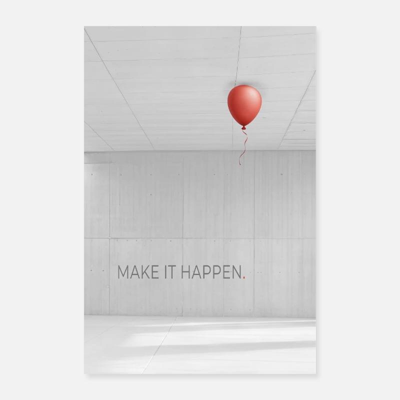 Make it happen minimalist Motivation Spruch Poster 40x60 cm