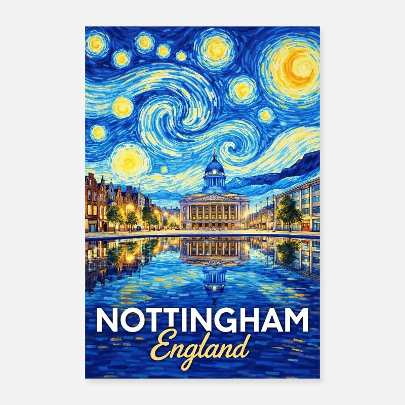 Panorama de l’Étoile de la Nuit de Nottingham, Angleterre Poster 40 x 60 cm
