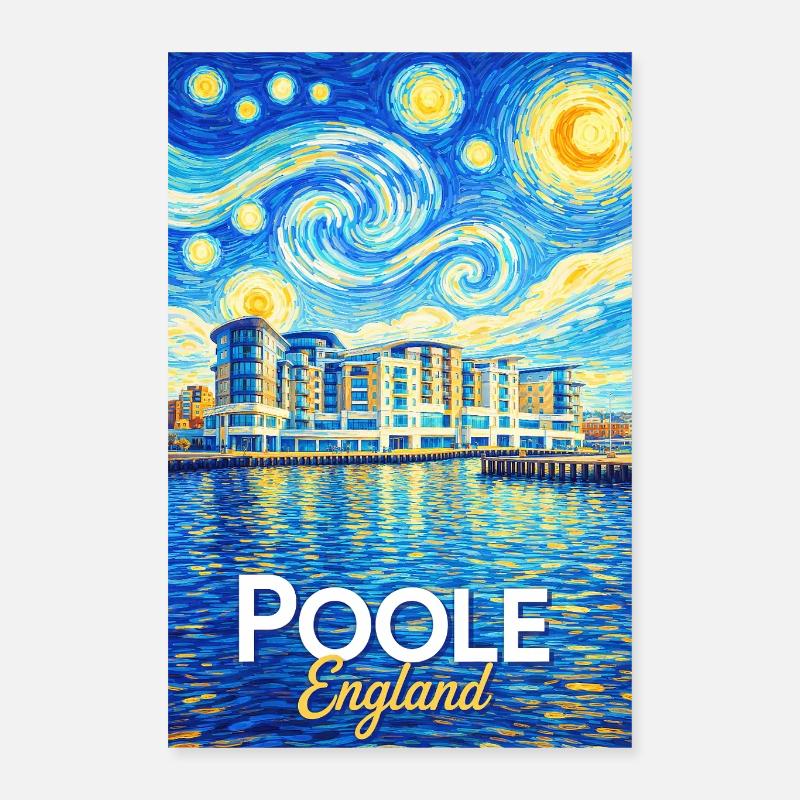 Poole England Star-Style Harbour Poster 16" x 24" (40x60 cm)
