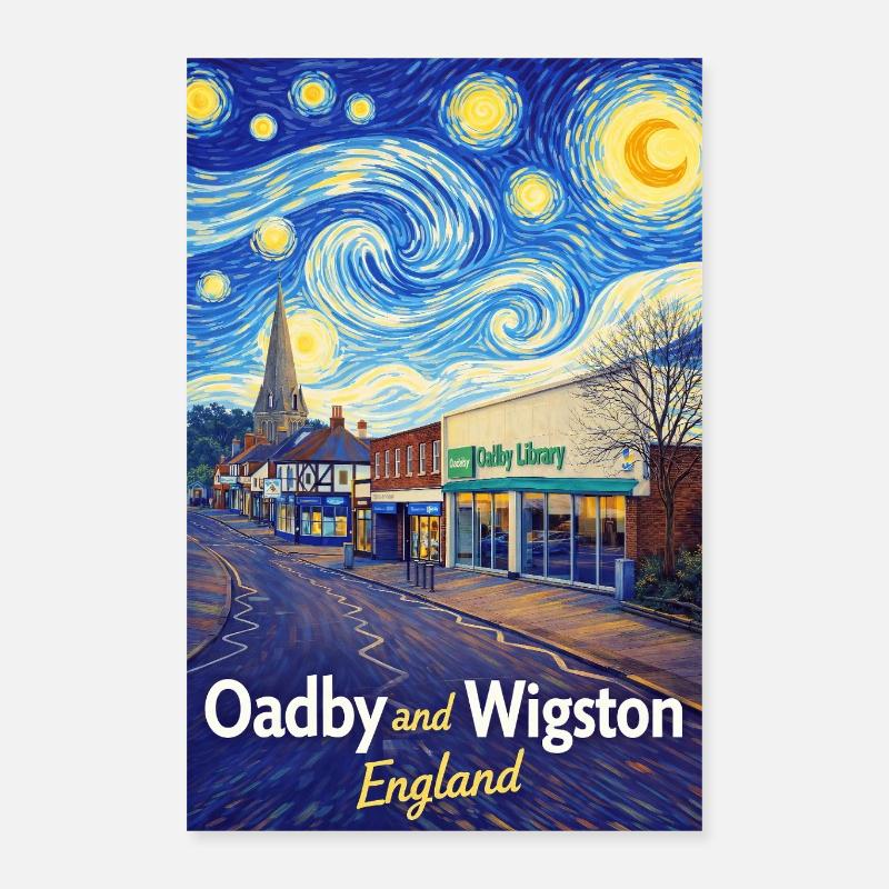 Oadby Wigston, Angleterre, Star Roads Poster 40 x 60 cm