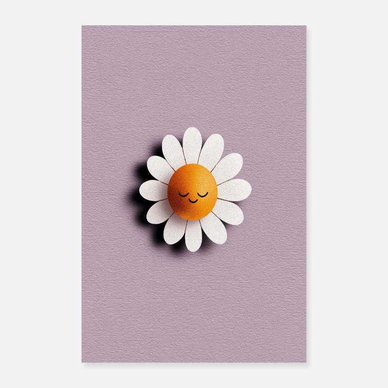 Fröhliche Gänseblümchen-Sonne auf fliederfarbenem Hintergrund Poster 40x60 cm