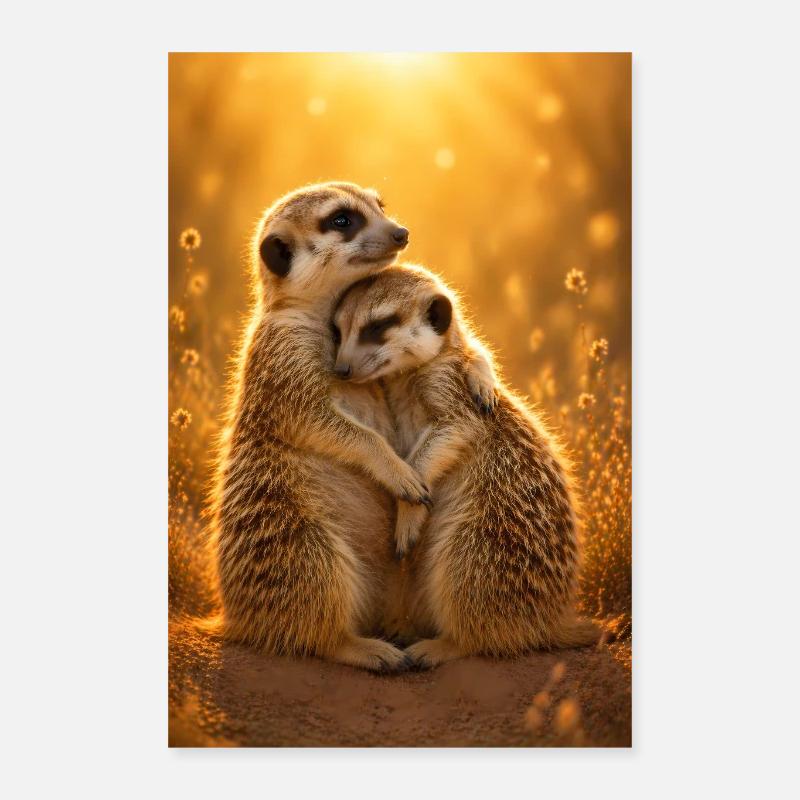 Câlin de suricate Poster 40 x 60 cm