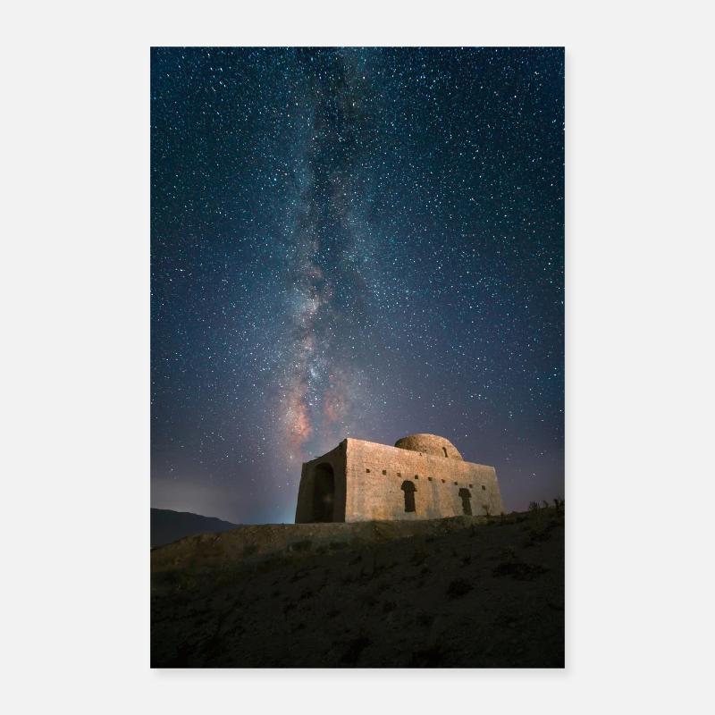 Milky Way Over Ruins Nightscape Poster 16" x 24" (40x60 cm)