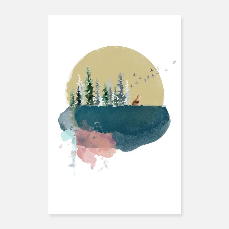 Forest on the moon - Poster 40x60 cm - Weiß