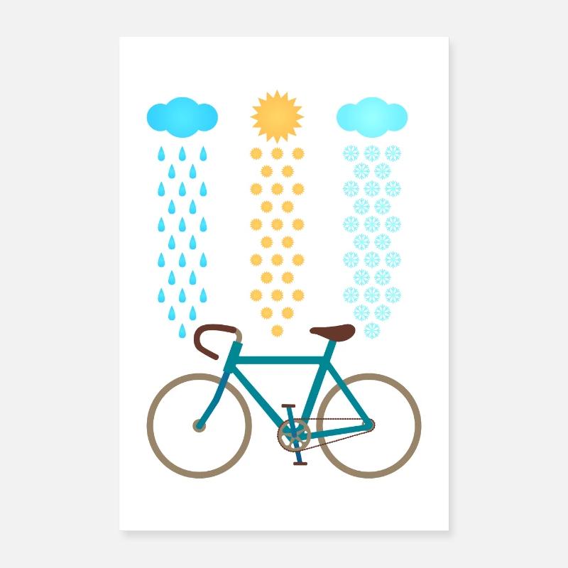 Fahrrad - Regen - Schnee - Sonne Poster 40x60 cm