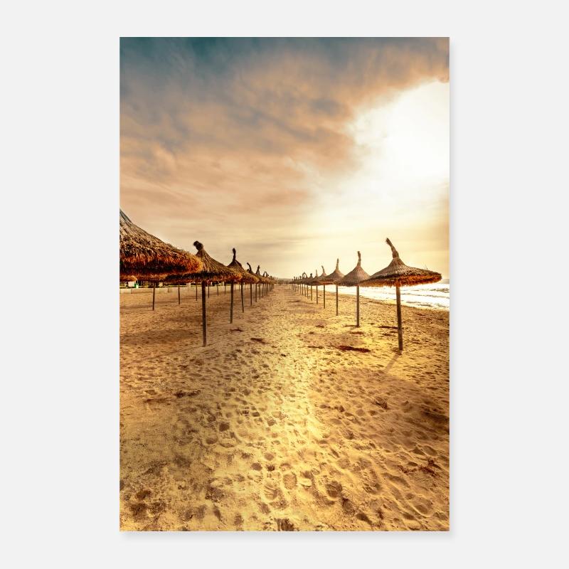 Mallorca Strand - Poster 40x60 cm - Weiß