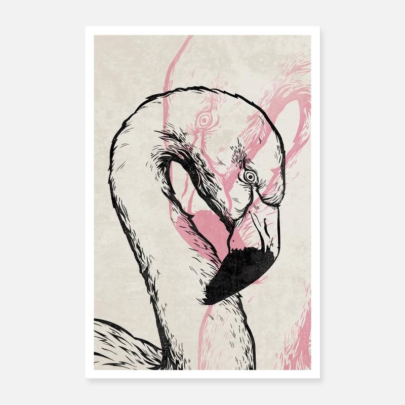 FLAMINGO PRINT rose Poster 40 x 60 cm