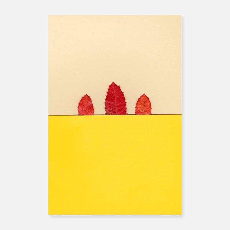 Blattkunst gelb, rot Poster 40x60 cm