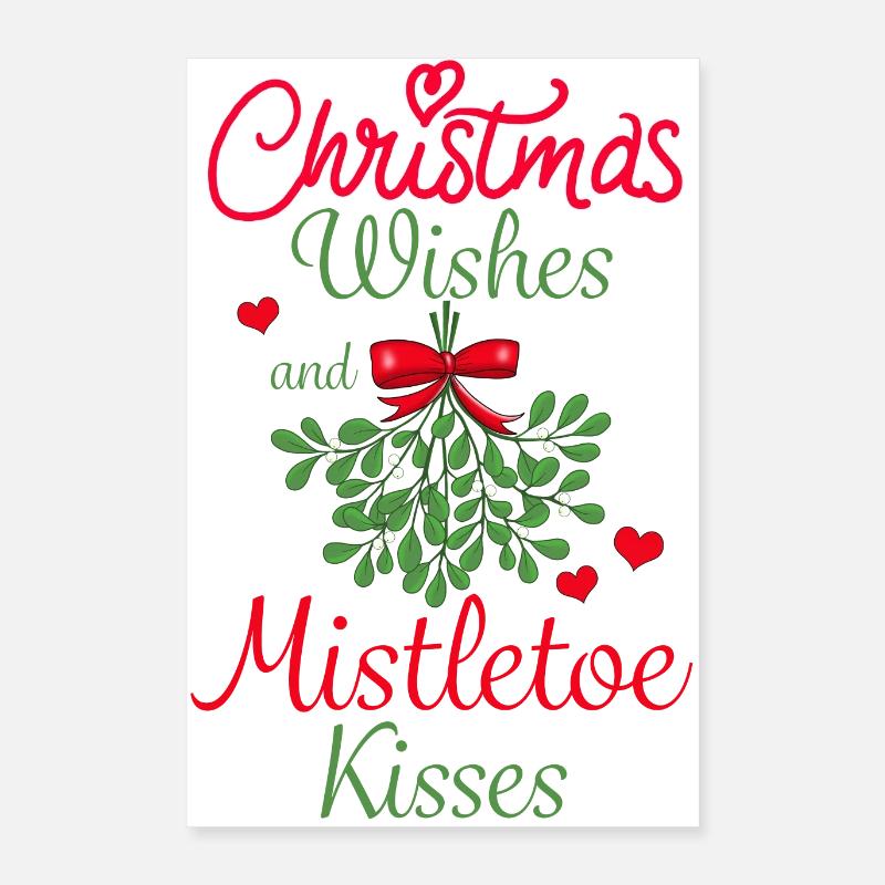 Affiche de voeux de Noël et bisous de gui Poster 40 x 60 cm