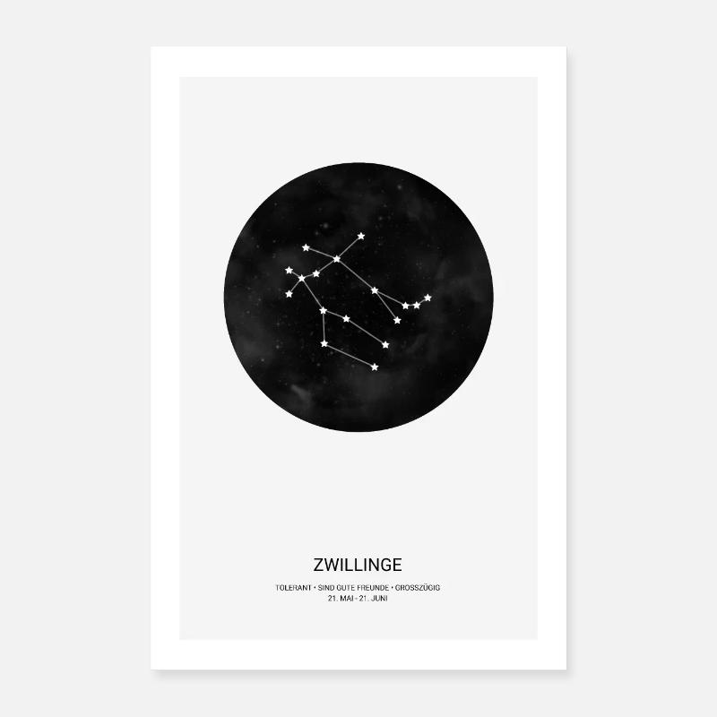 Sternzeichen Zwillinge Tierkreiszeichen Plakat Poster 40x60 cm