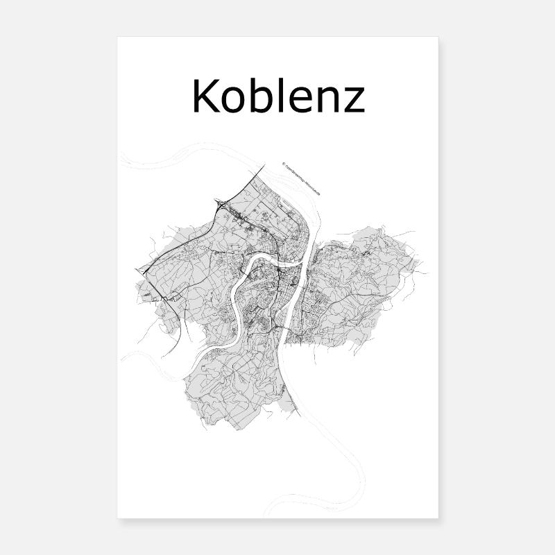 stylized street map Koblenz Poster 16" x 24" (40x60 cm)