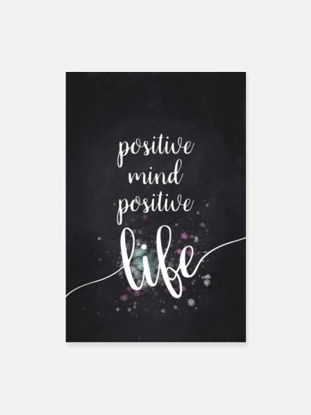 Textkonst POSITIVT MINDT POSITIVT LIV - Poster 40x60 cm - vit