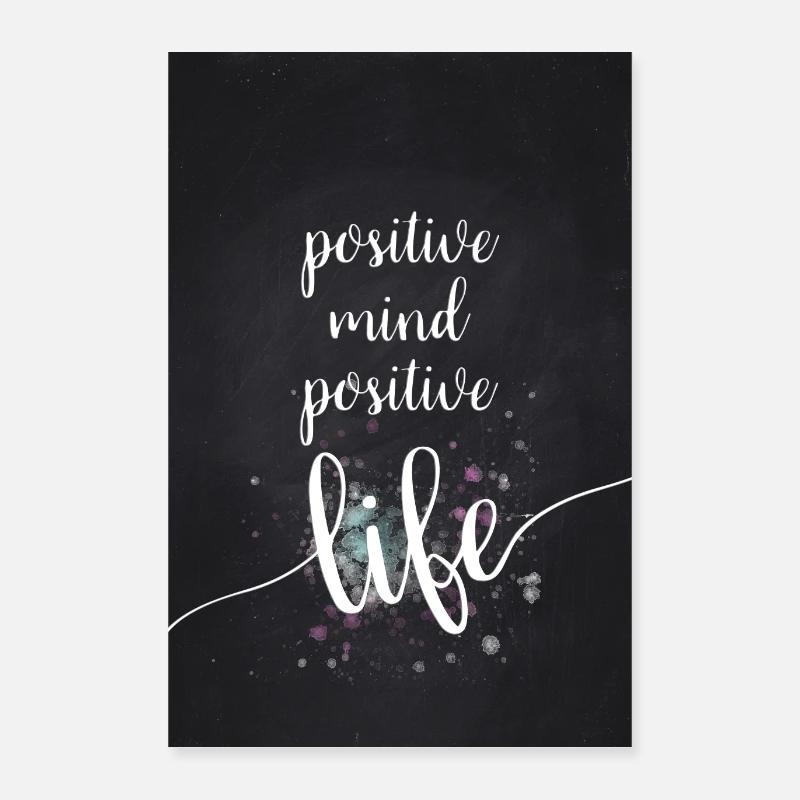 Textkunst POSITIVE MIND POSITIVE LIFE - Poster 40x60 cm - Weiß