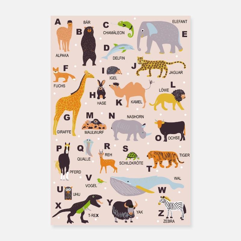 ABC Poster Tiere Kinderzimmer Poster 40x60 cm