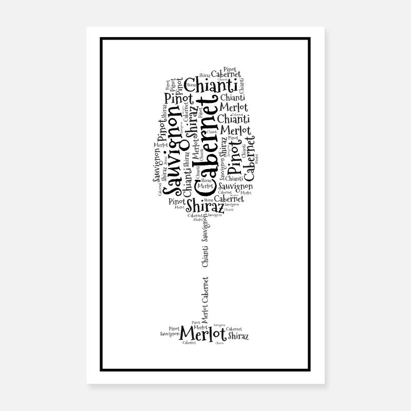 Wine Weinglass Poster Word Cloud Poster 16" x 24" (40x60 cm)