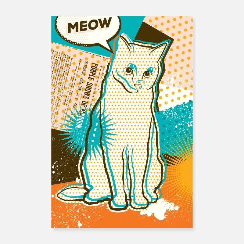 Chat MEOW, pop art, collage Poster 40 x 60 cm