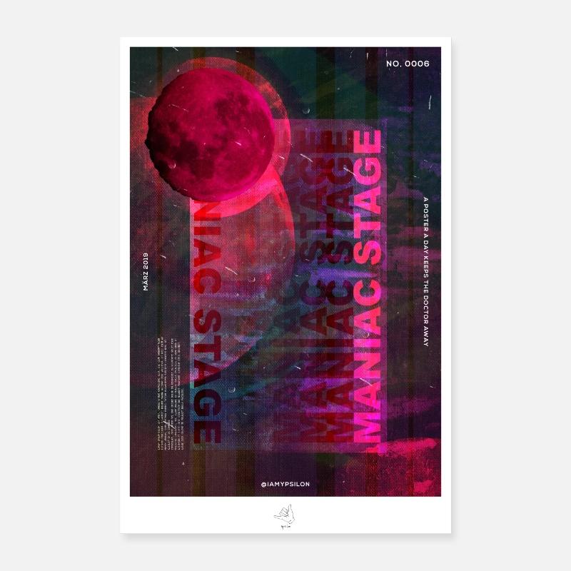 Maniac Stage - Poster 40x60 cm - Weiß