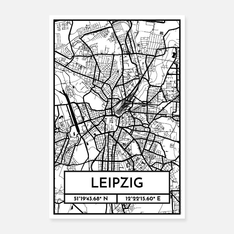 Leipzig – Stadtplan Poster City Map (Retro) Poster 40x60 cm