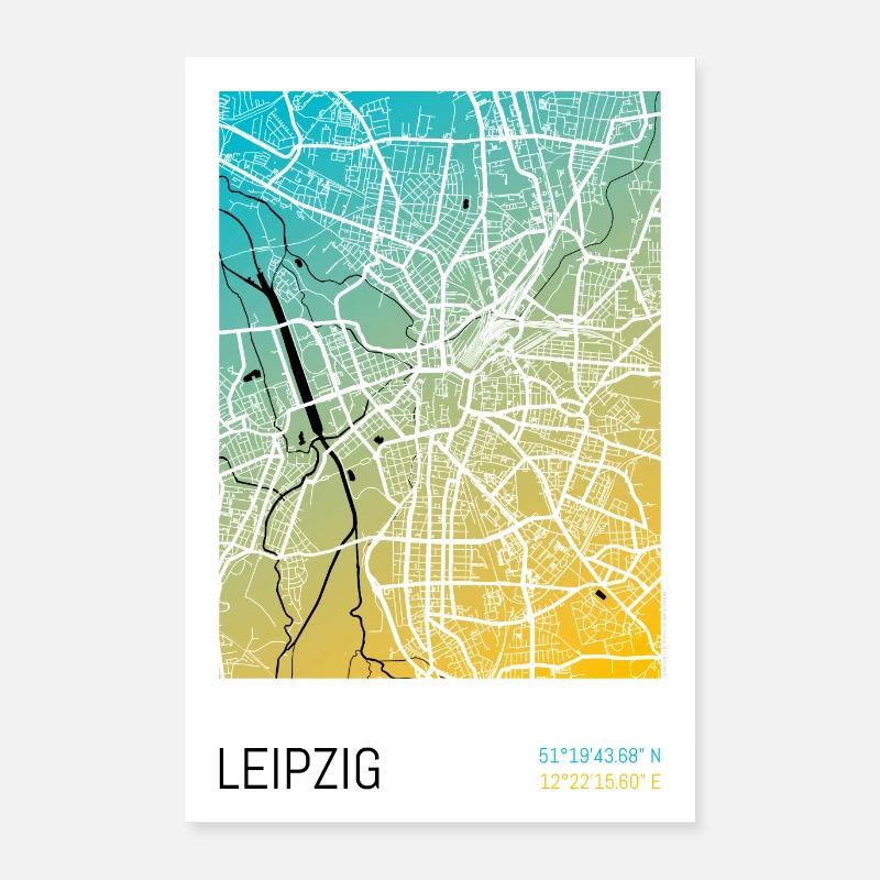 Leipzig - City Map Poster City Map (Gradient) - Poster 16" x 24" (40x60 cm) - white