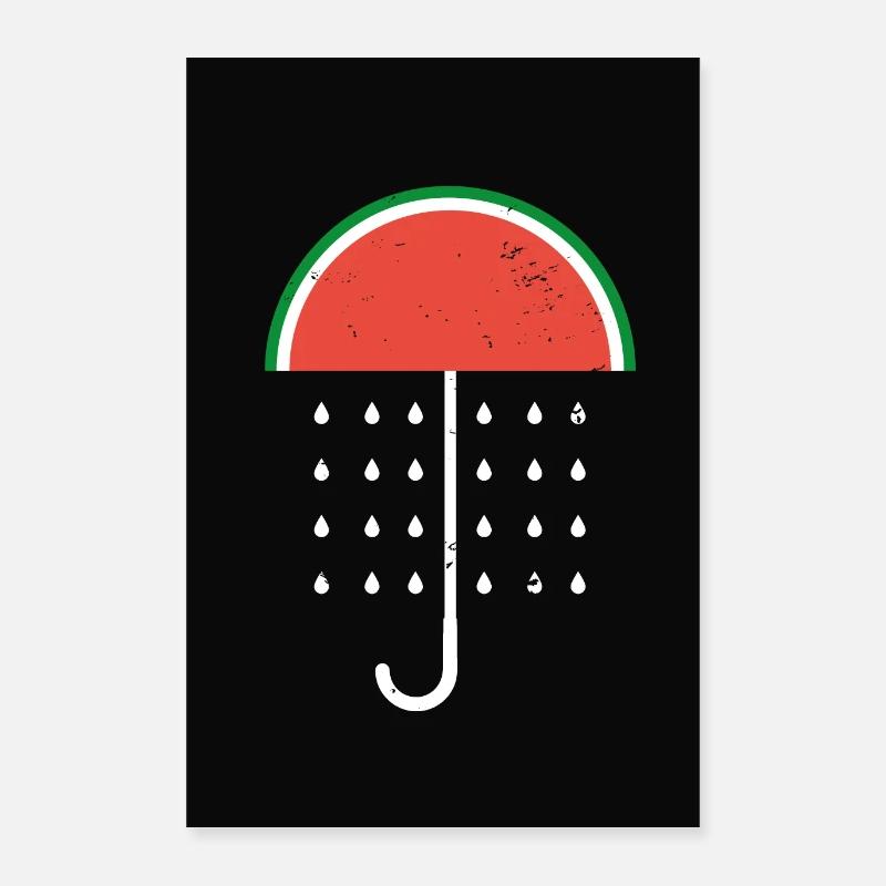 Motif drôle de parapluie de pastèque Poster 40 x 60 cm
