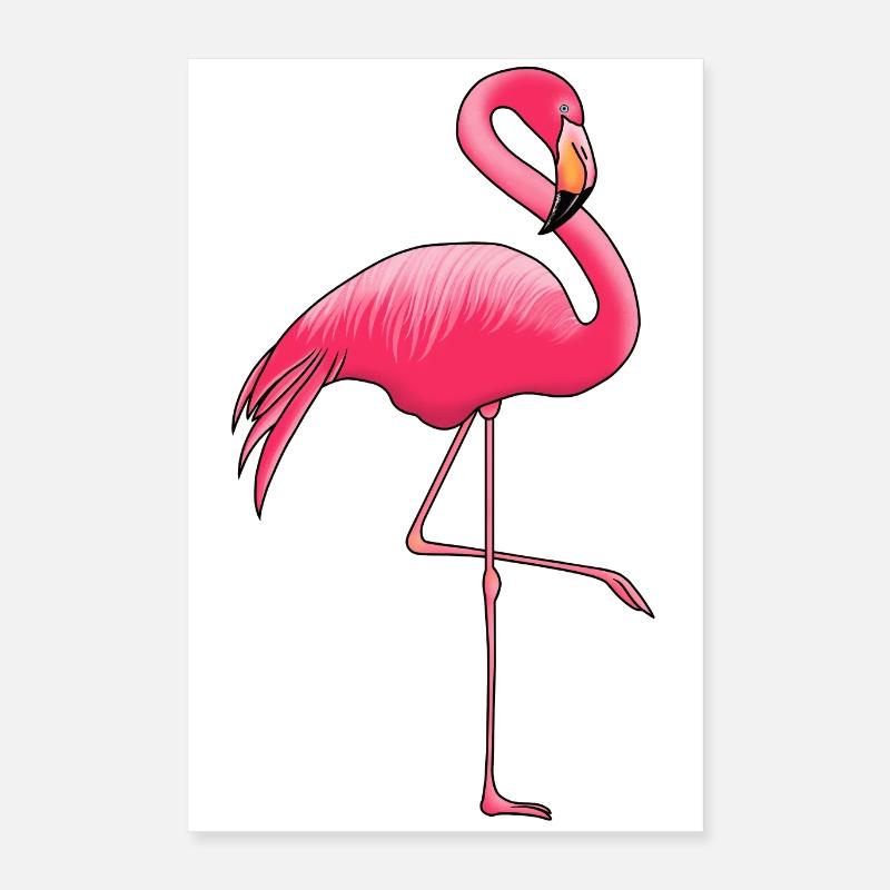 Flamingo Poster - Poster 40x60 cm - Weiß