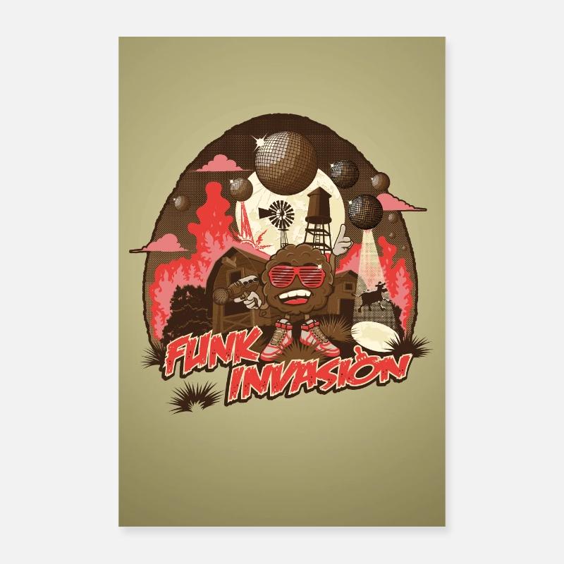 Funk Invasion Poster - Poster 40x60 cm - Weiß