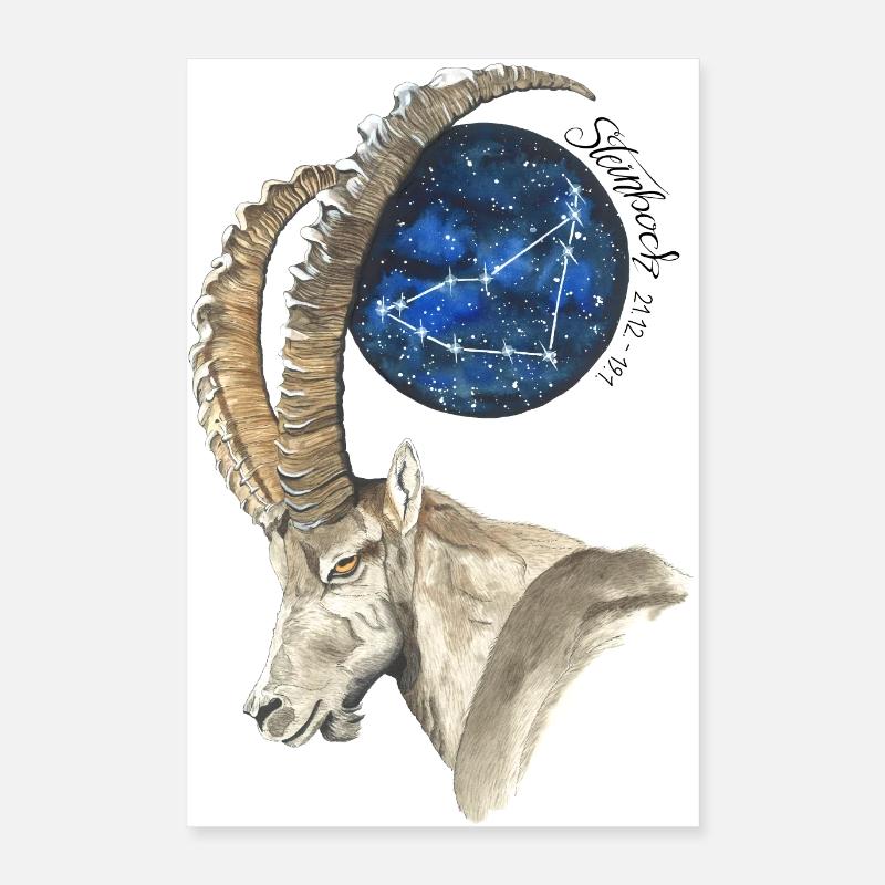 Sternzeichen Steinbock mit Datum und Sternbild Poster 40x60 cm