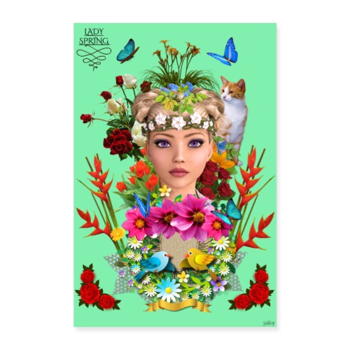 Poster - Lady spring - couleur vert celadon - Poster 40 x 60 cm
