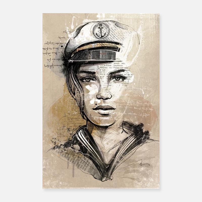 Sailor mixed media - Poster 40 x 60 cm - blanc