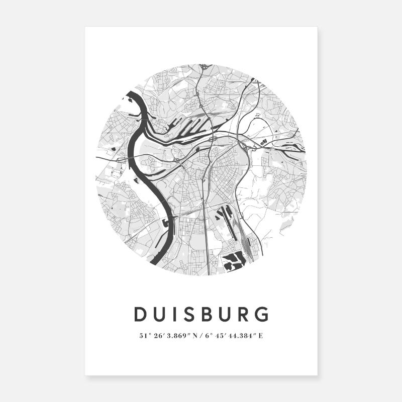 Duisburg NRW map city map city map map Poster 16" x 24" (40x60 cm)