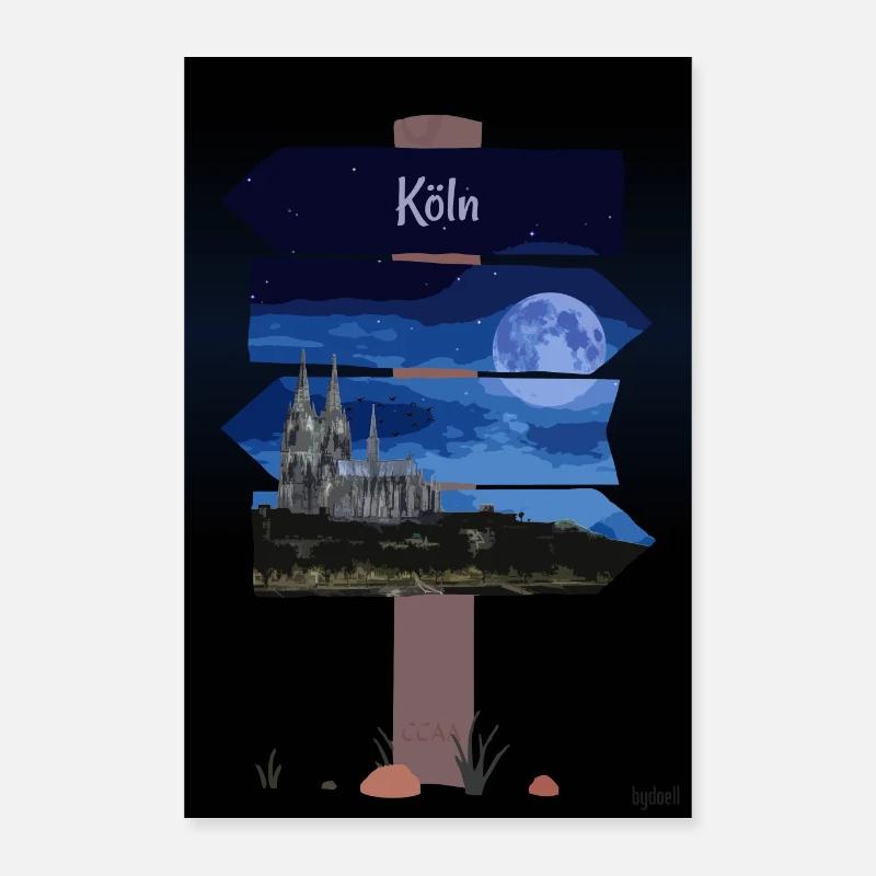 Wegweiser Köln - Poster - Poster 40x60 cm - Weiß