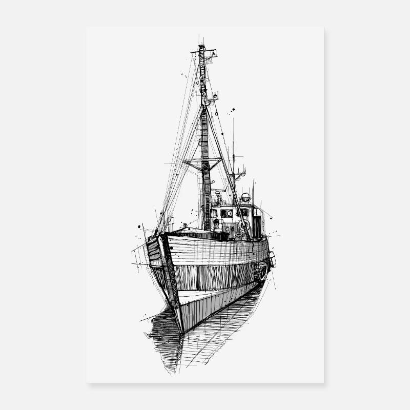Minimal Trawler Poster 40 x 60 cm