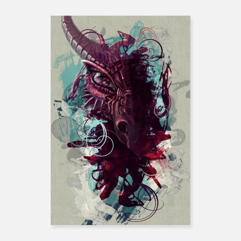 Abstract Dragon Up2U - Poster 40x60 cm - Weiß