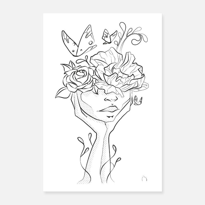 femme Fleur Poster 40 x 60 cm