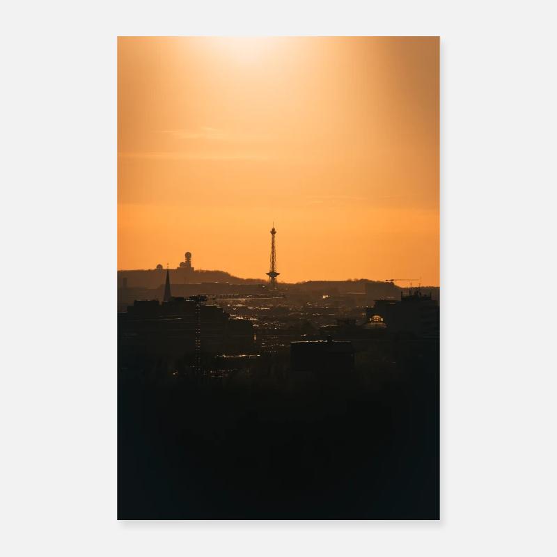 Sunset over Westberlin - Poster 40x60 cm - Weiß