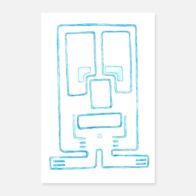 Figure abstraite dans le style maya - Poster 40 x 60 cm - blanc