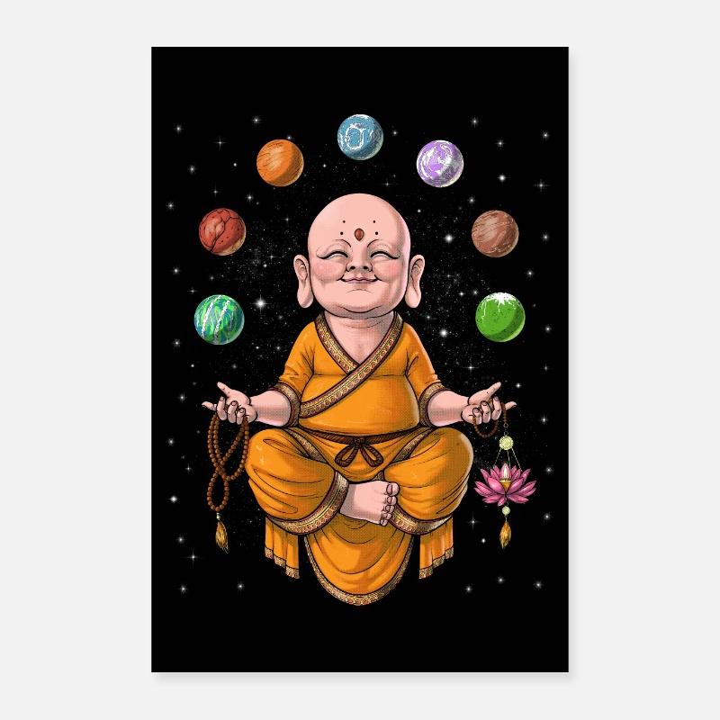 Méditation du Bébé Bouddha - Poster 40 x 60 cm - blanc