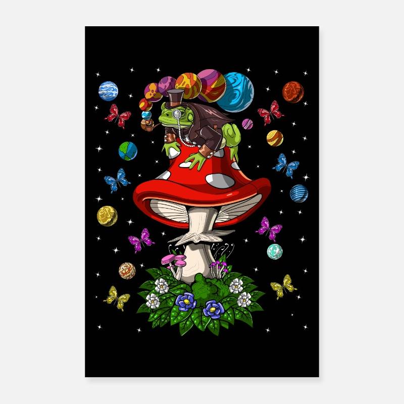 Grenouille champignon psychédélique Poster 40 x 60 cm