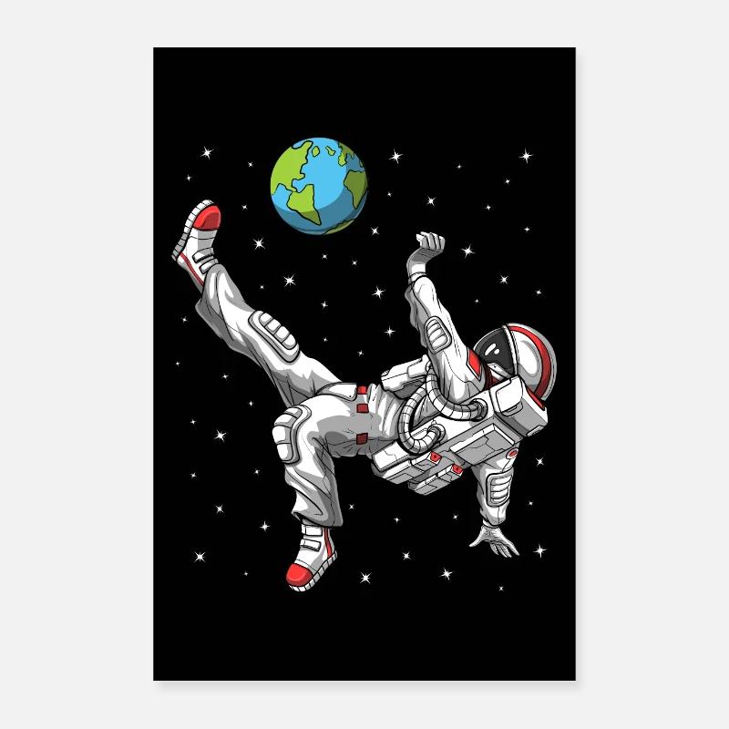 Space Astronaut Soccer Player Poster 16" x 24" (40x60 cm)
