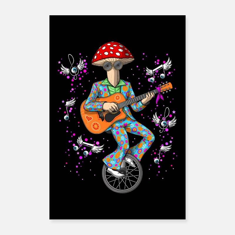 Disco Psychedelischer Pilz - Poster 40x60 cm - Weiß