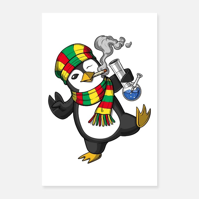 Pinguino Rastafari Erba Stoner Poster 40x60 cm